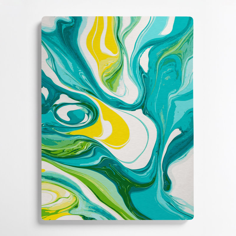 Abstrait art fluide en métal vert 14, H 12 po x l 18 po