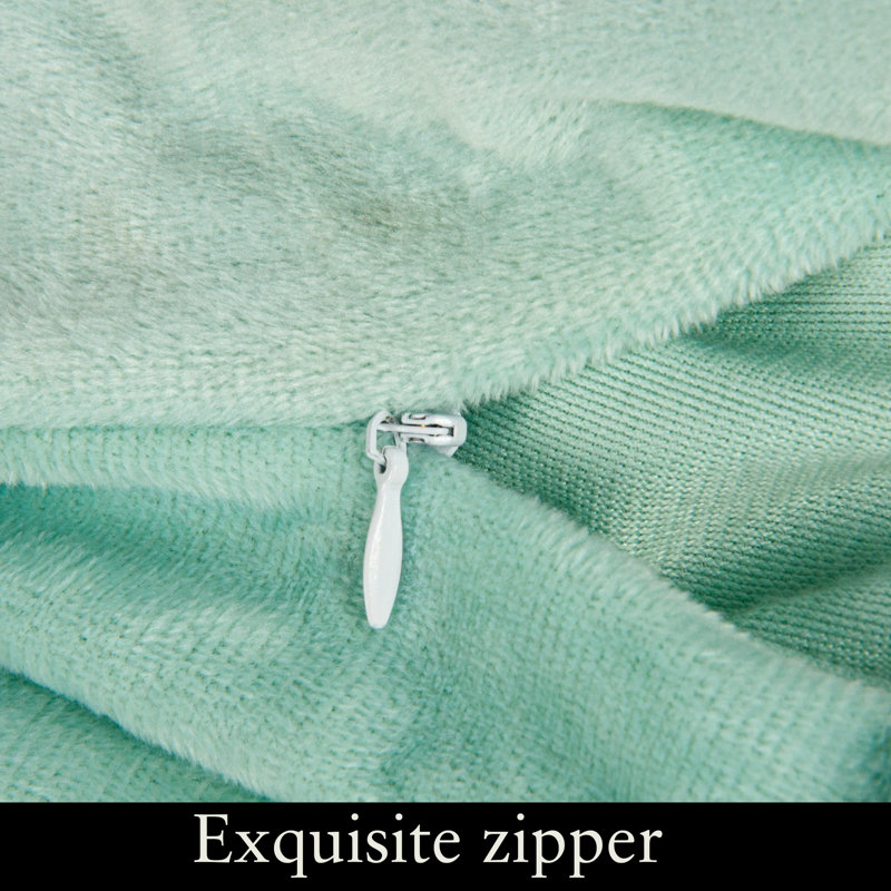Housse de coussin carré à fermeture à glissière, housse en velours de luxe, très douce - NTBAY, Cyan