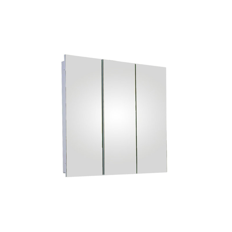 Deandre Tri-View Medicine Cabinet, 30" x 30", Flat Polished Edge