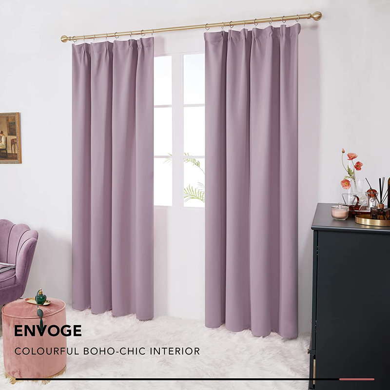 Kokichi Blackout Curtain Pair, 132cm Width x 160cm Drop D cm, Light Grey