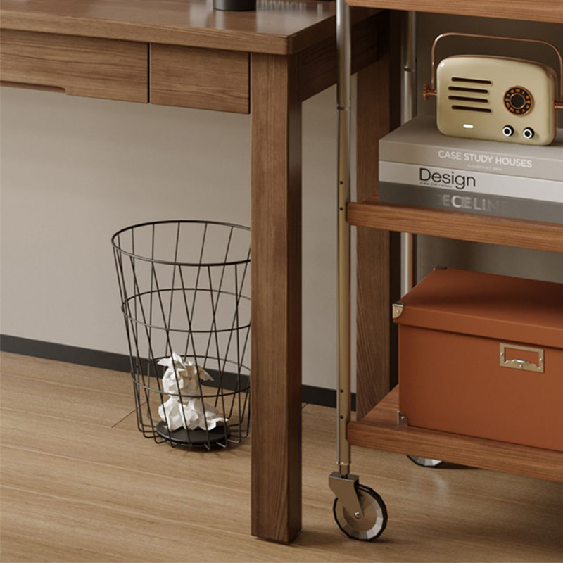 Bureau entièrement en bois massif avec tiroirs et bureau à bibliothèque, H 53,15 po x l 62,99 po x P 23,62 po