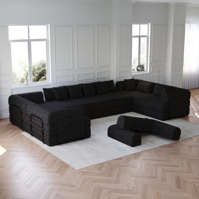 Canapé-lit convertible de 78,7 pouces avec coussin cylindrique, canapé-lit pliant en chenille, canapé-lit pliant avec poche latérale, canapé-lit de plancher, 3 pièces