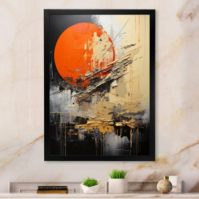 Forme de lune orange - art mural abstrait