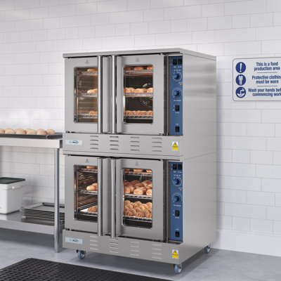 Four commercial double 38 po avec ensemble de rangement et roulettes