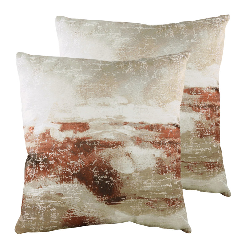 Abstract Square Cushion, Grey/Ochre, Feather
