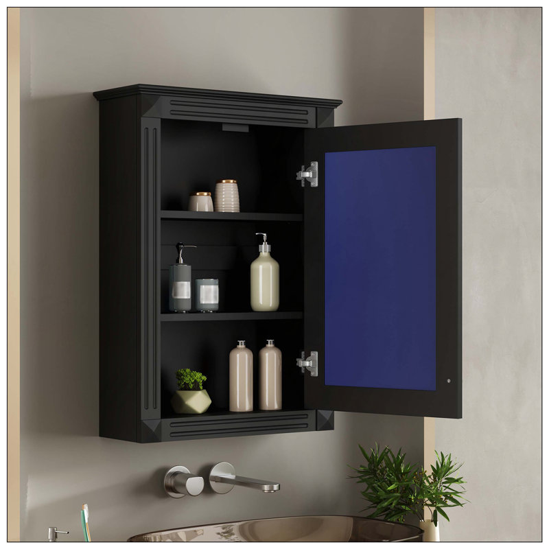 Miroir de salle de bain mural, Noir