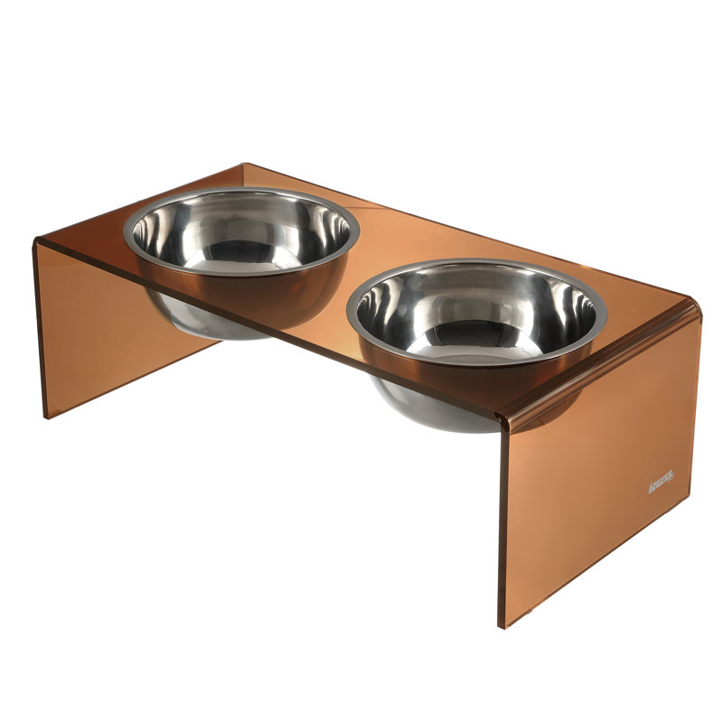 Mangeoire pour animaux Keaton, Moyen (6,76 tasses / 54 oz liquides), Ambre / chrome
