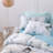 Lunaria 3-Piece Duvet Cover Set – 100% Long-Staple Cotton, Teal Leaf Gradient Print, Soft & Breathable-111460210