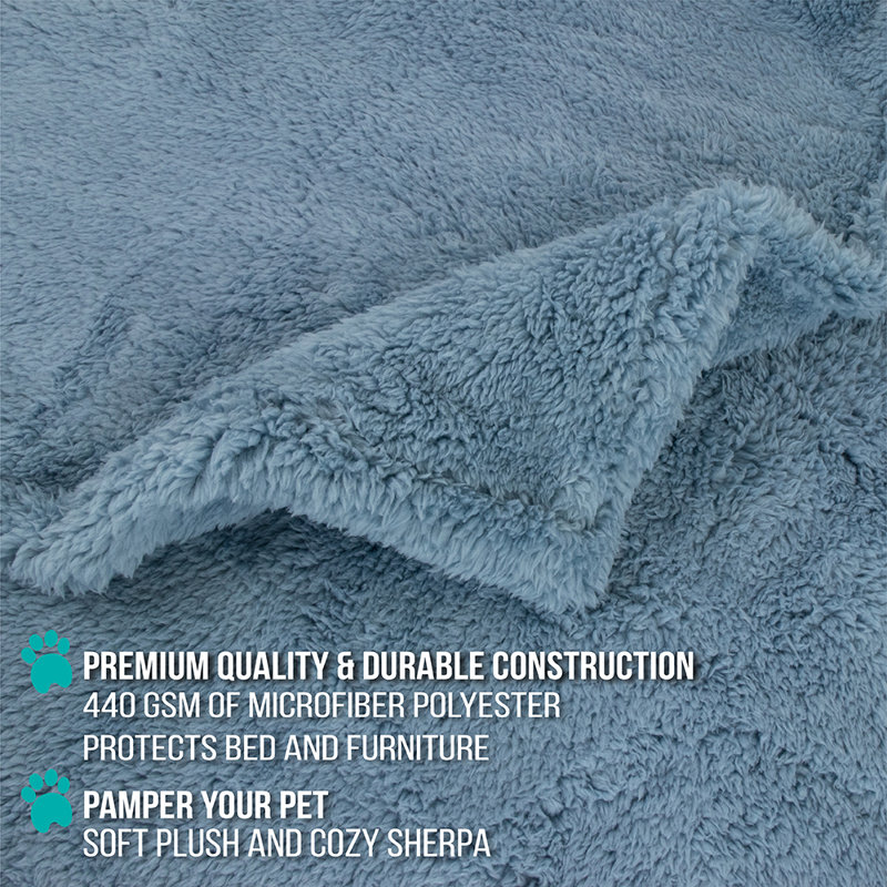 Small Dusty Blue Waterproof Sherpa Pet Blanket