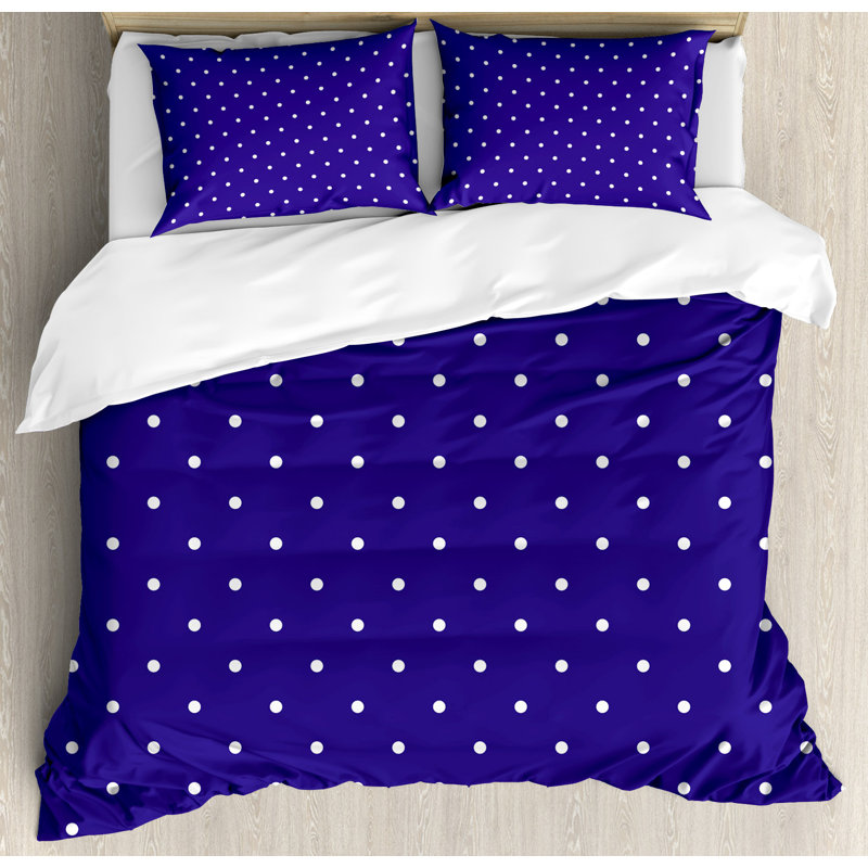 Purple and White Polka Dot Queen Duvet Cover Set