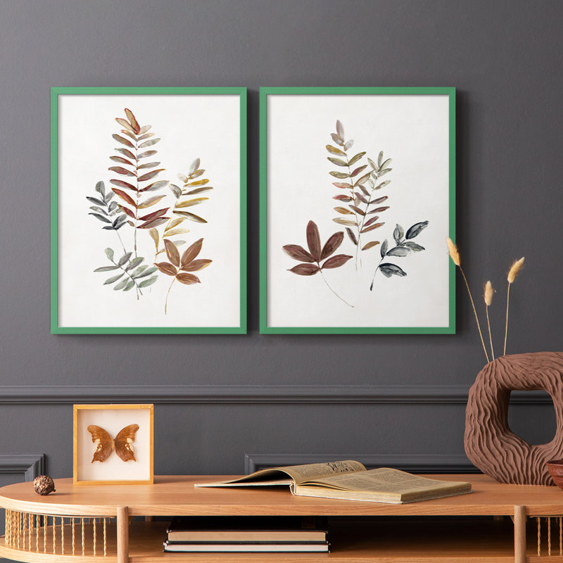 «Autumn Leaves I», reproduction encadrée de qualité supérieure - prête à être accrochée - aucun clou requis - aucun clou requis