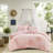 Reversible Floral Chenille Bedding Set, Full/queen, Pink, Hypoallergenic Comfort For Home