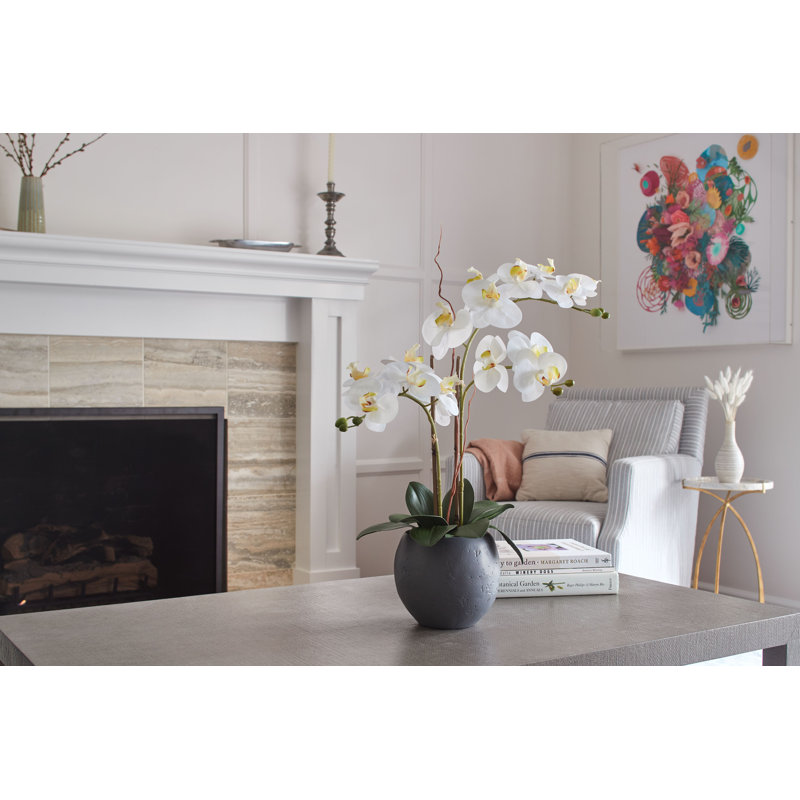 Orchidée florale double 25 po, Blanc