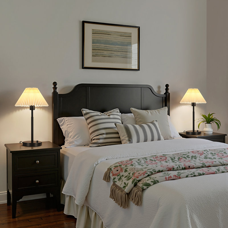  19.16'' Modern Table Lamp with Stepless Dimming and Usb Included, Black