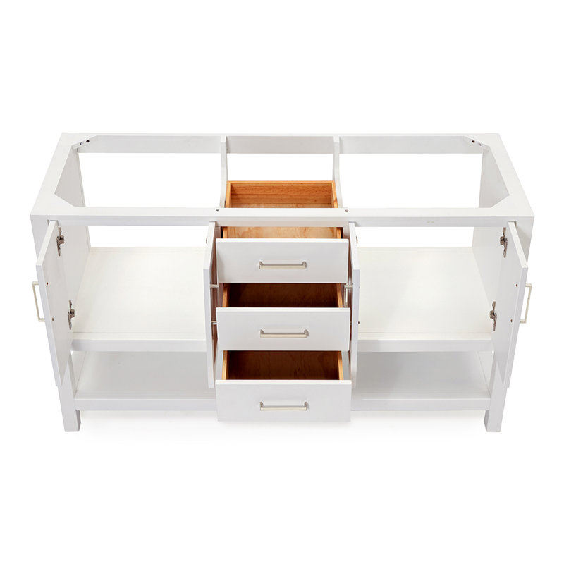 Base de meuble-lavabo double 60 po Pawley seulement, Blanc