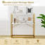 Console 36 po avec tablettes ouvertes en bois texturées et structure en métal pour couloir blanc