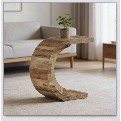 Table de canapé en forme de C, table de bout et table d'appoint avec surface spacieuse pour ordinateur portable, salle à manger et commodité