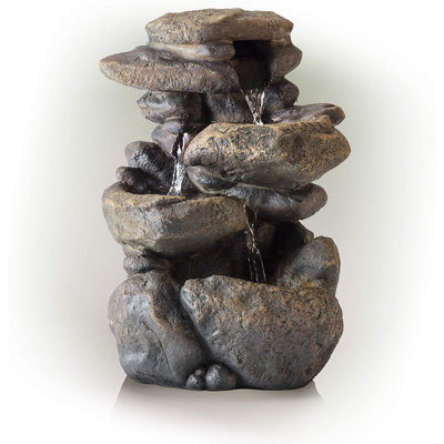 Outdoor Rock Fountain with Lights