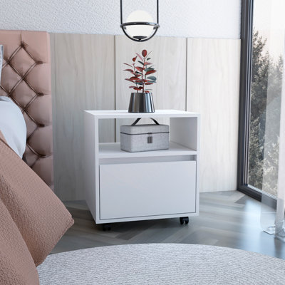 Table de chevet, table de bout, roulettes de table d'appoint, tiroir simple
