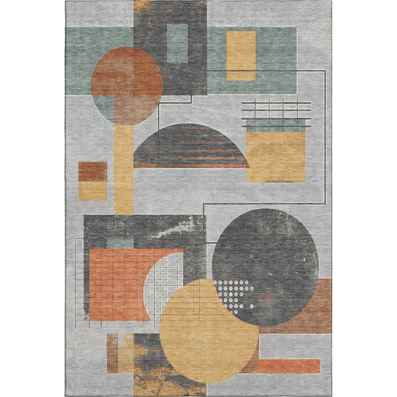 Premium Machine Washable Mehara AMF1695 Geometric Rug, Rectangle 10' x 14'