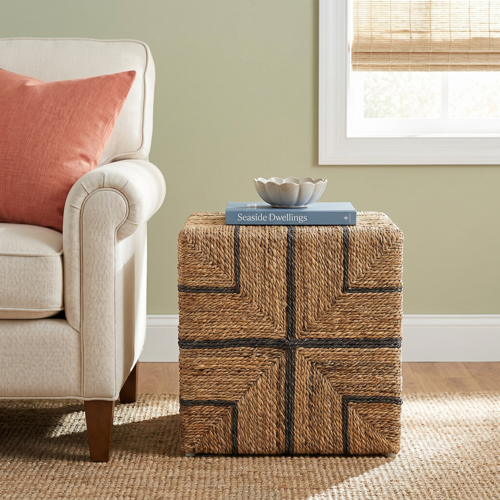 Clarkstown 19" W Sustainably Grown Mahogany and Banana Leaf Square End Table
