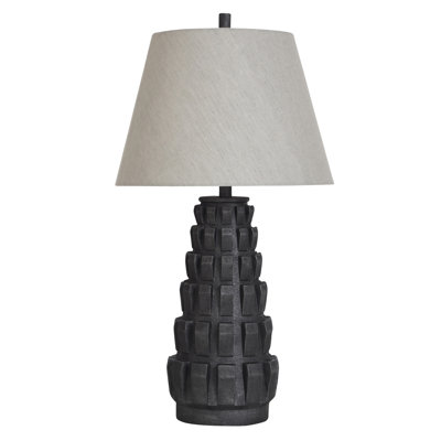 Norman Wyatt Home - Brogan - Lampe de table en poly - noir Wyatt - abat-jour naturel
