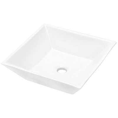 16X16 Inch Bathroom Vessel Sink In Ceramic White - Elegant And Functional, For Various Bath Spaces Square Classic Timeless, Suitable Multiple Locations