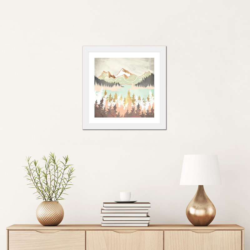 Winter Bay - impression d'art graphique, Papier encadré blanc, Blanc, H 16 po x l 16 po x p 1 po
