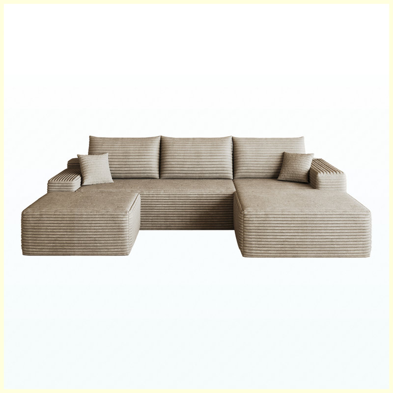 Canapé modulaire 107 po avec repose-pieds Cloud, siège profond en forme de U minimaliste moderne, aucun assemblage requis, velours côtelé