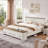Farmhouse King Bed With 80" Tall Storage Headboard With 4 Drawers And Storage Bench，Rustic Wood Platform Bed Frame-381096198-370698463