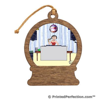 Personalized Disc Jockey/MC - Female Snow Globe Shaped Christmas Ornament