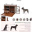Mobilier de caisse pliable pour chien en bois massif de 43 po, table de bout pour chenil d'intérieur multifonctionnelle avec mangeoire pivotante à 360 ° et plateau amovible pour petits et moyens chiens, facile à assembler-227898202