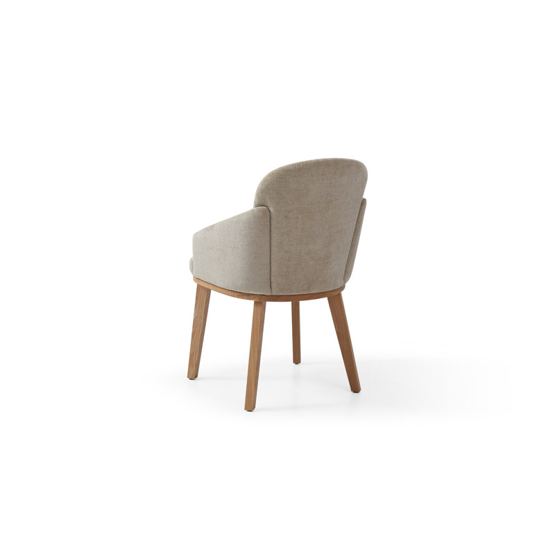 Chaises de salle à manger en tissu beige sur pieds en bois (2 pièces)