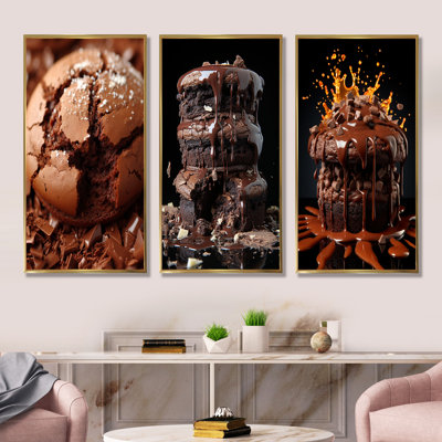 «Chocolate Cookie Delights I», ensemble de 3 impressions sur toile Pop Art
