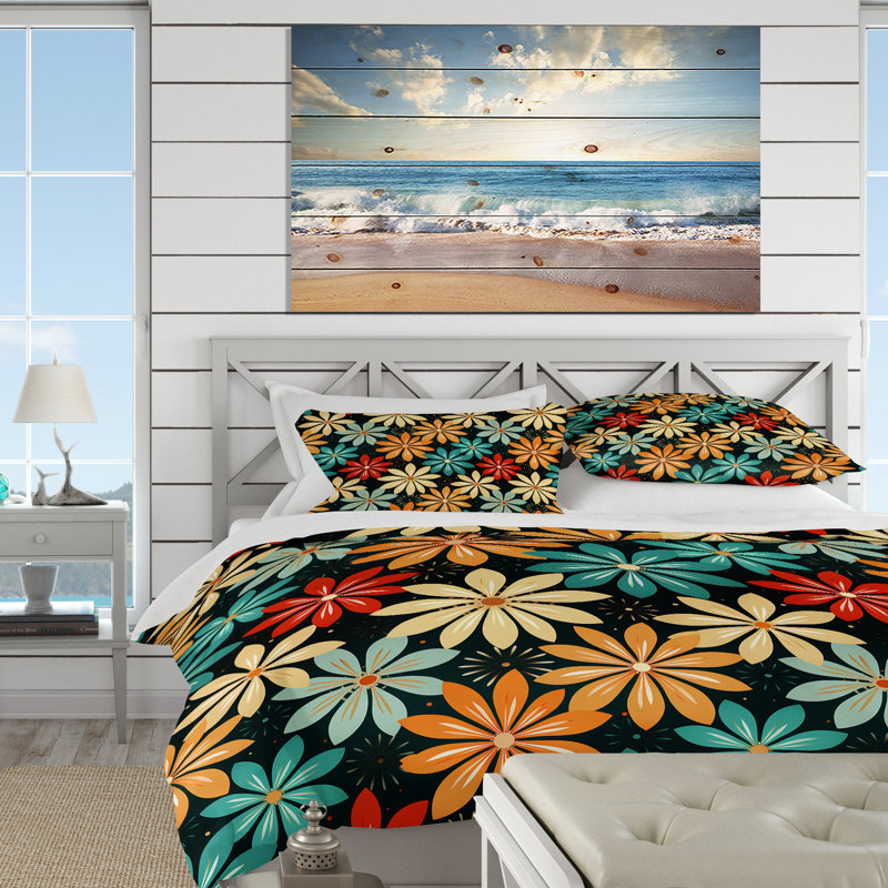 Ensemble de housse de couette Starfish Symmetry - Coastal, Housse de couette simple + 1 taie décorative stan
