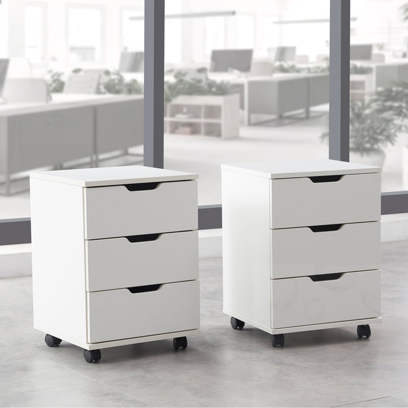 Armoire de bureau 3 tiroirs avec tiroirs, Blanc