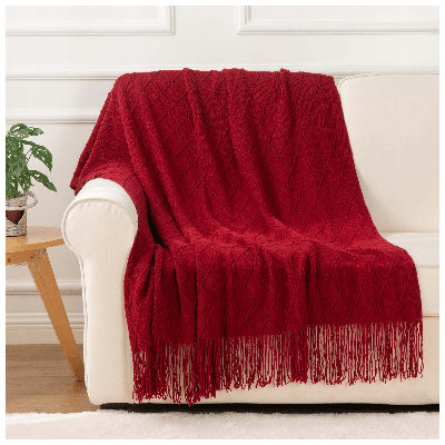 Throw Blanket For Couch, Solid Throw Blanket For Home Decor, Knit Throw Blankets For Bed, 50"X60"