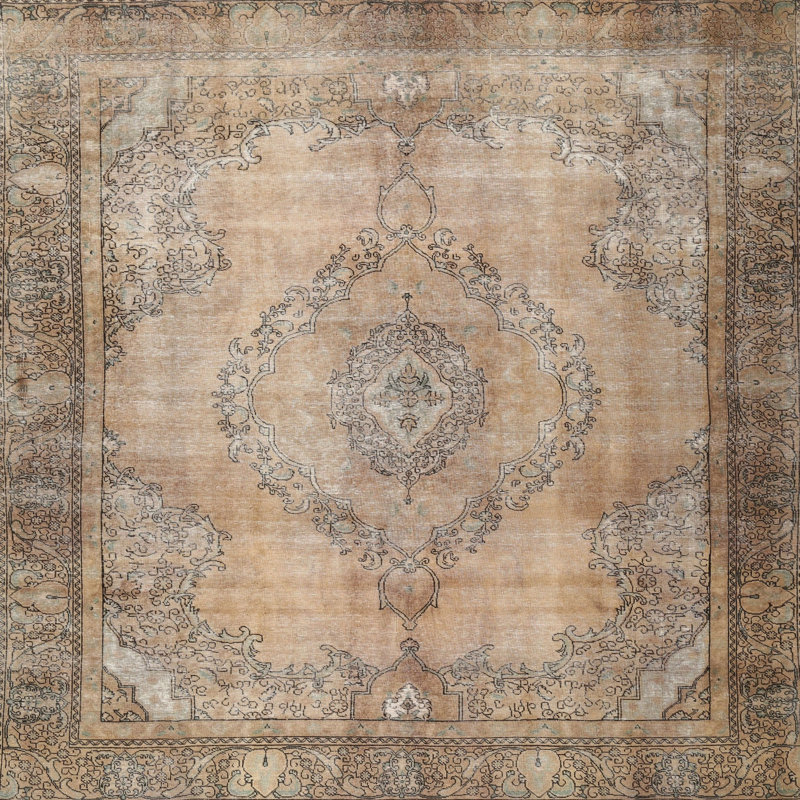 Tapis beige en laine Kisag, Carré 7 pi