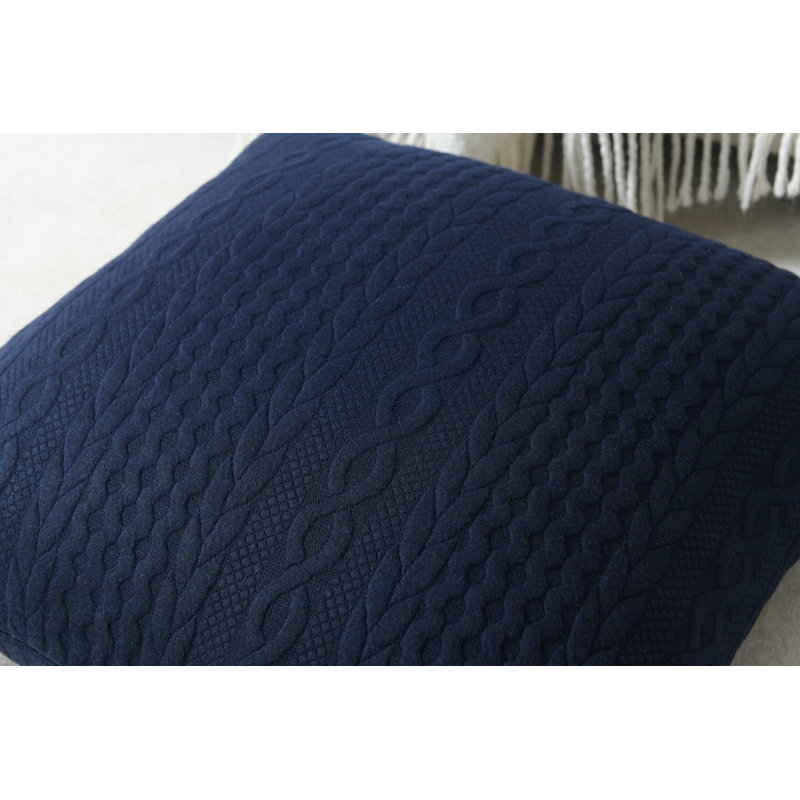 Farmhouse Knitted Modern Embossed Patterned Pillow Cover, 18"H x 18"W, Aqua