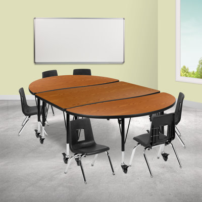 Ensemble de table d'activités pliable en stratifié ovale avec chaises 14 po Goddard