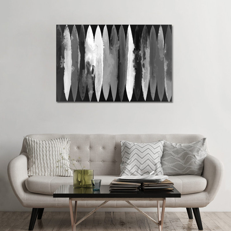 Écoulement uniforme - 6 pièces inversées, Cadre flottant blanc, H 45,72 cm x l 66,04 cm