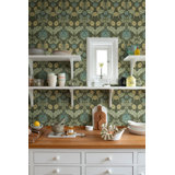 Myrtle Dark Green Floral Ogee Wallpaper