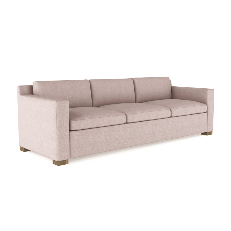 Mercer Track-Arm Sofa, Weathered, 33.5" H x 108" W x 39" D, Plush Velvet Blush