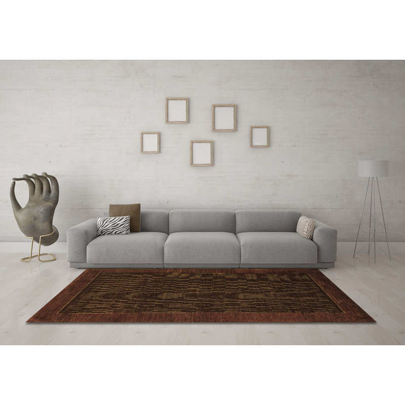 Abstract 1442 Brown Machine Washable Area Rugs, Rectangle 2' x 3'