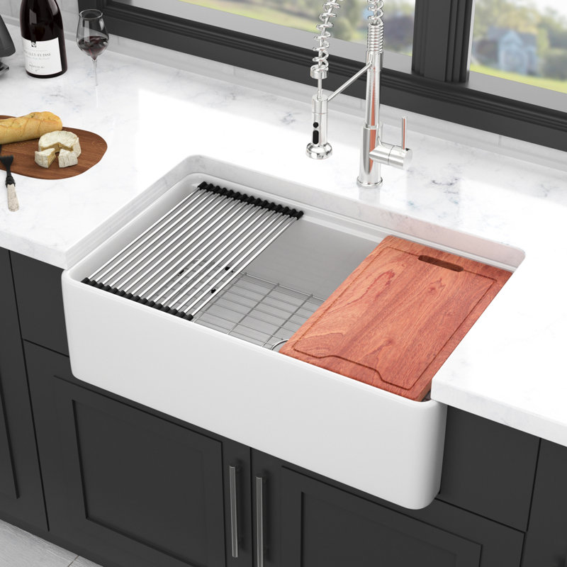 Évier en céramique blanc 33X20 - Bol simple avec poste de travail pour la beauté et l'efficacité pratique de la cuisine
