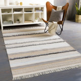Jonesville Striped Handmade Flatweave Khaki Area Rug