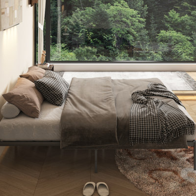Metal Bed Frame King, Construction, No Box Spring, Black For A Peaceful Bedroom Platform In King Size, With Dependable Foundation Restful Sleep