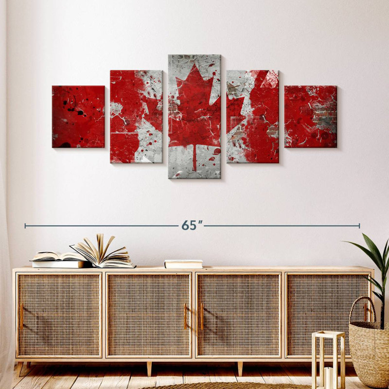 Drapeau du Canada grunge, H 24 po x l 55 po