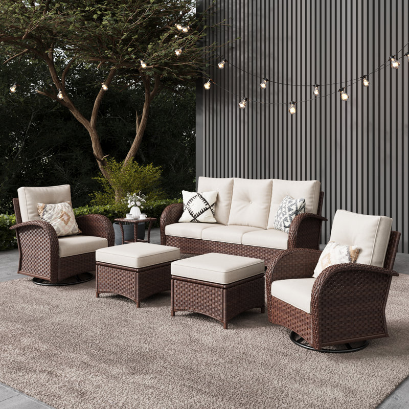 Ensemble de 6 chaises d'extérieur Layinsun, Beige, Brun