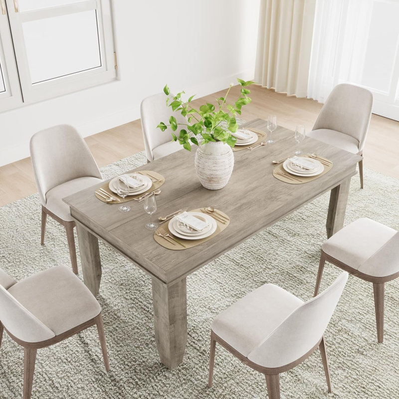 63''Farmhouse Dining Table for 4-6 , Kitchen Tables with Wooden Sturdy Frame, 5 ft Large Rectangular Dinner Table for Dining Room, Kitchen, Gray, 63" Non-extendable